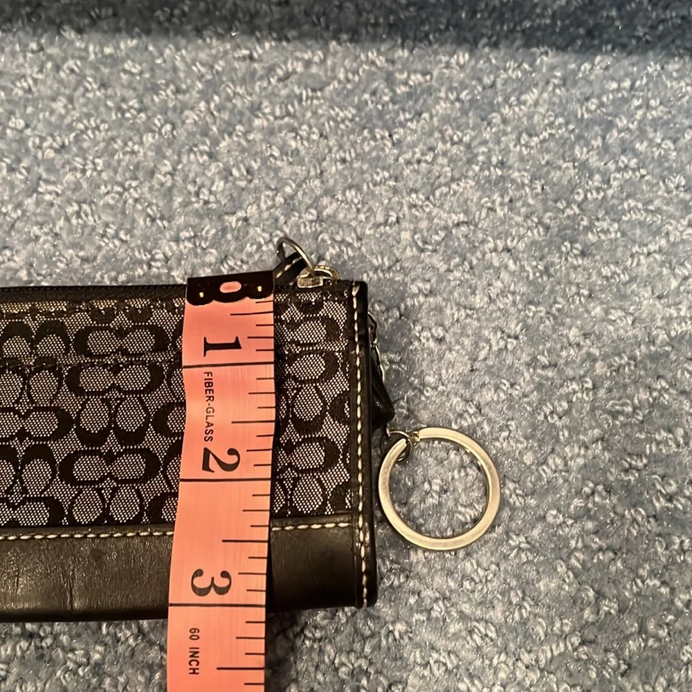 Coach Black Gray Signature wallet Jacquard Card ID Holder Key Chain host pick - Picture 11 of 15